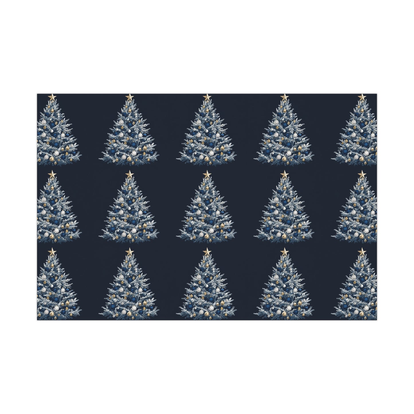 Wrapping Paper - Flocked Blue and Silver Christmas Tree Design