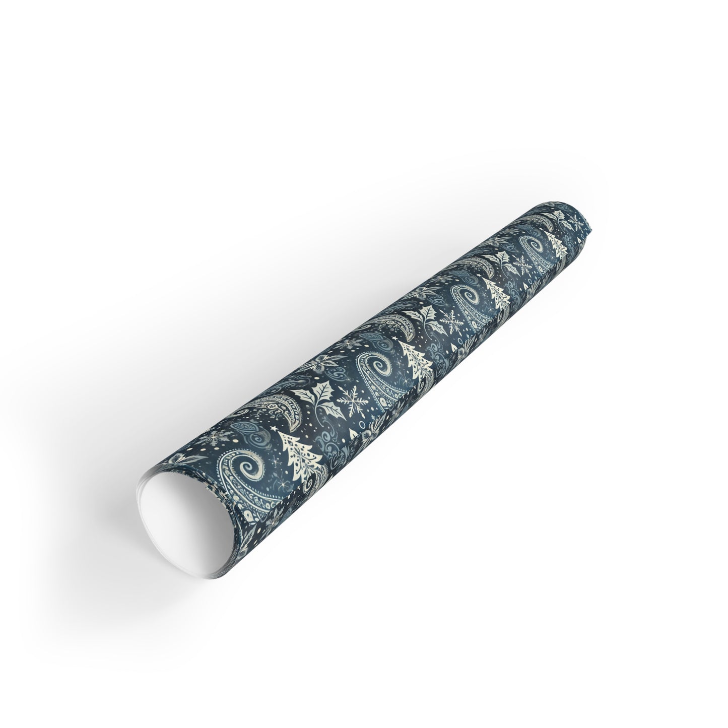 Wrapping Paper Rolls - Blue Paisley Christmas Design